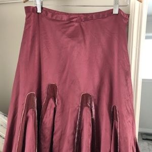 Satin + Velvet Ruby-colored Skirt